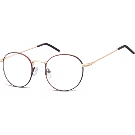 Lenonki okrągłe Okulary oprawki optyczne 938B brązowo - złote
